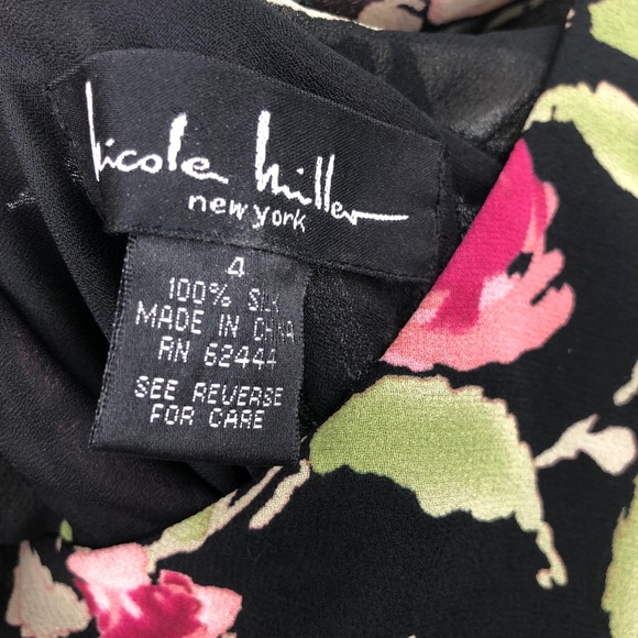 SOLD Nicole Miller Silk Floral Draped Back Midi Dress 4 - Picture 12 of 14